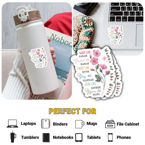 Wait Like Sarah Perfect Like Rahab Trust Like Ruth sticker, 3 inches Waterproof Vinyl Sticker for Book Laptop Water Bottle Phone Case