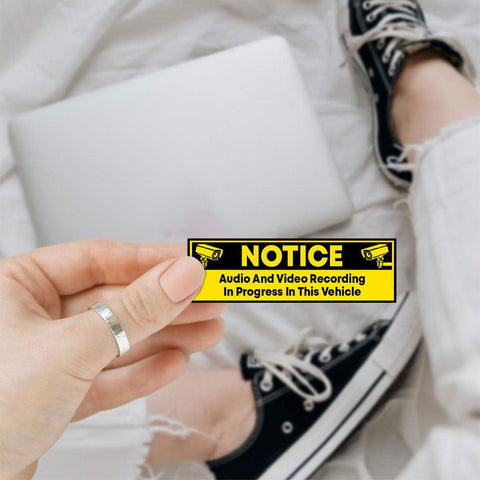 Notice car sticker, Audio and Video recording in progress, Waterproof Vinyl Sticker for Book Laptop Water Bottle Phone Case