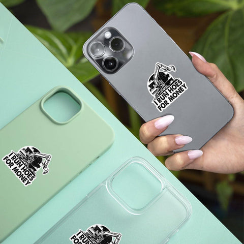I Run Hoes for Money Sticker, Operator Excavator Gift Sticker Construction Worker Sticker, Waterproof Vinyl Sticker for Book Laptop Water Bottle Phone Case