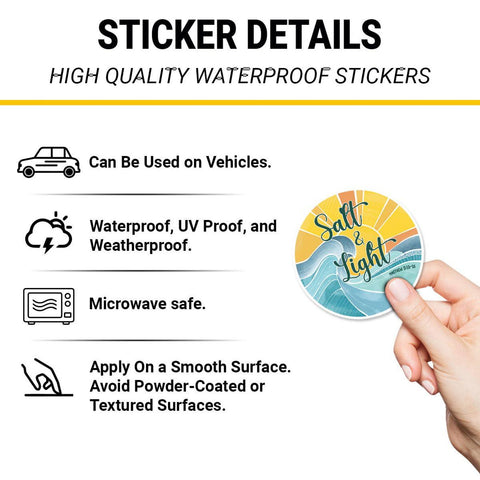 Combo 3pcs Salt & Light bible verse stickers, Waterproof Vinyl Sticker for Book Laptop Water Bottle Phone Case