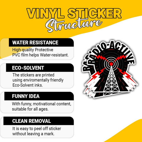 Radio-Active Retro Sci-Fi Tech Tower Signal sticker, 3 inches Waterproof Vinyl Sticker for Book Laptop Water Bottle Phone Case