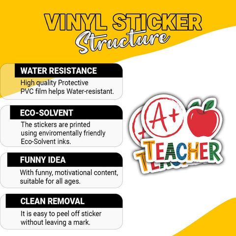 Proud Teacher Inspirational Teacher sticker, Gift for Teachers, 3 inches Waterproof Vinyl Sticker for Book Laptop Water Bottle Phone Case