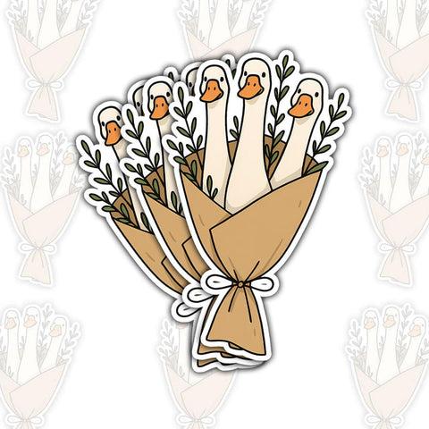 Silly Goose with Floral sticker, 3 inches Waterproof Vinyl Sticker for Book Laptop Water Bottle Phone Case