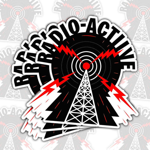 Radio-Active Retro Sci-Fi Tech Tower Signal sticker, 3 inches Waterproof Vinyl Sticker for Book Laptop Water Bottle Phone Case
