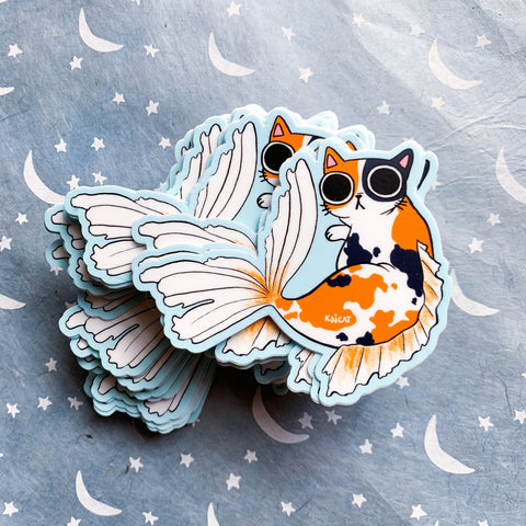 KoiCat Sticker | Cute Cat Design | Weatherproof Vinyl Sticker for Laptop, Water Bottles