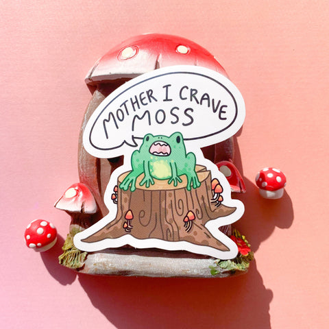 Moss Frog Meme Sticker | Matte Vinyl Design | Waterproof Sticker for Laptops, Water Bottles