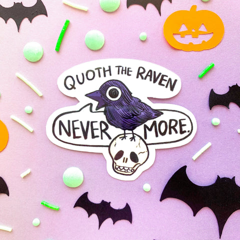 Raven Halloween Sticker |Gothic Literature Decal for Laptop, Water Bottle