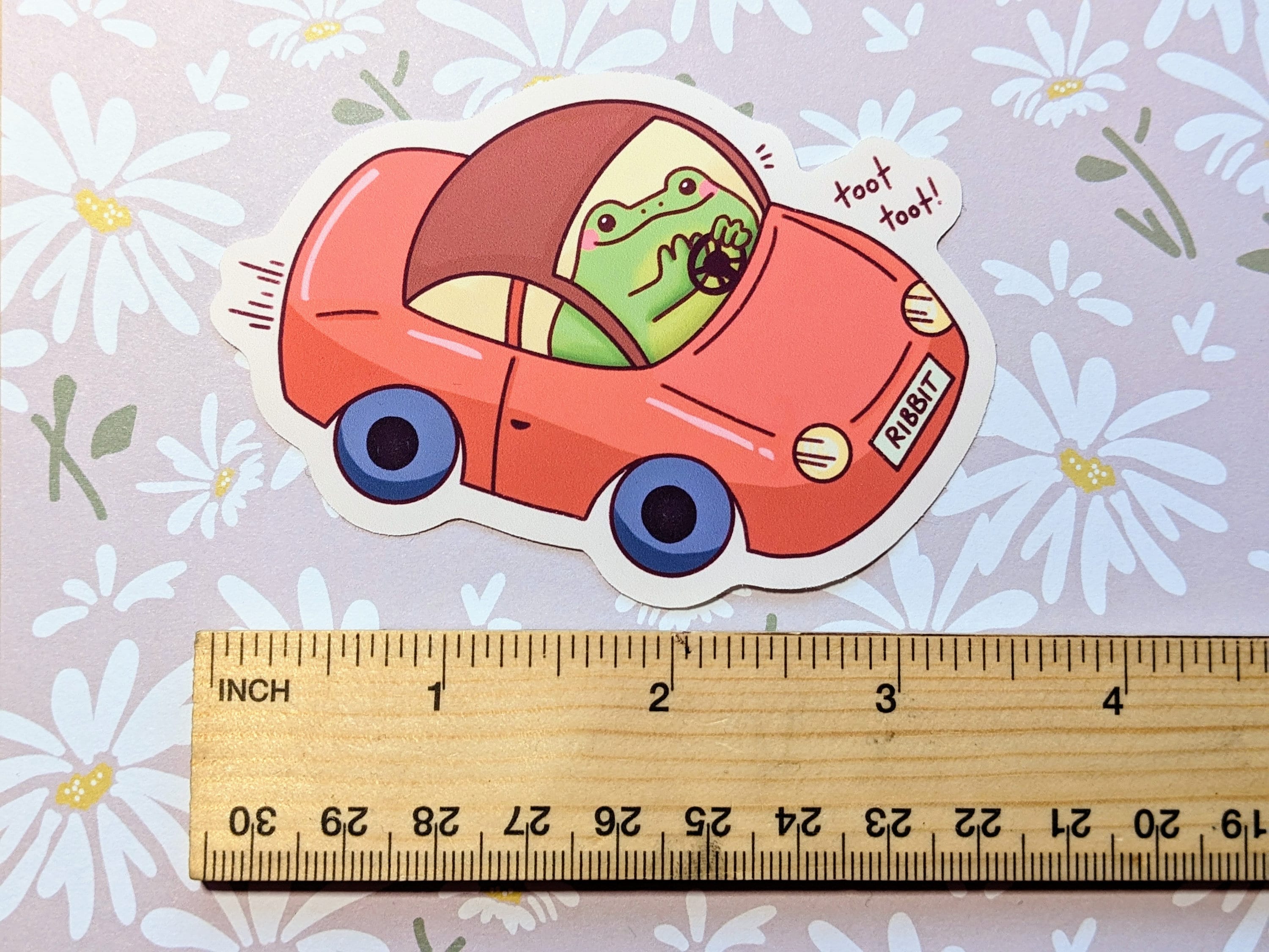 Toot toot! Froggy Car Sticker OR Magnet | Die Cut | Waterproof Vinyl