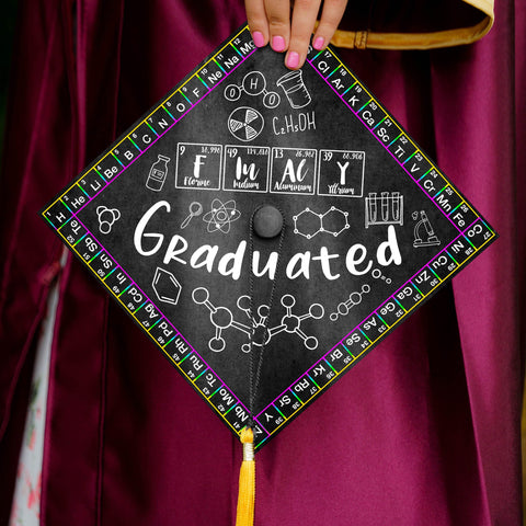 Personalized Chemistry Teacher Graduation Cap Topper, Custom Cap Decoration For Graduation, Class of 2024