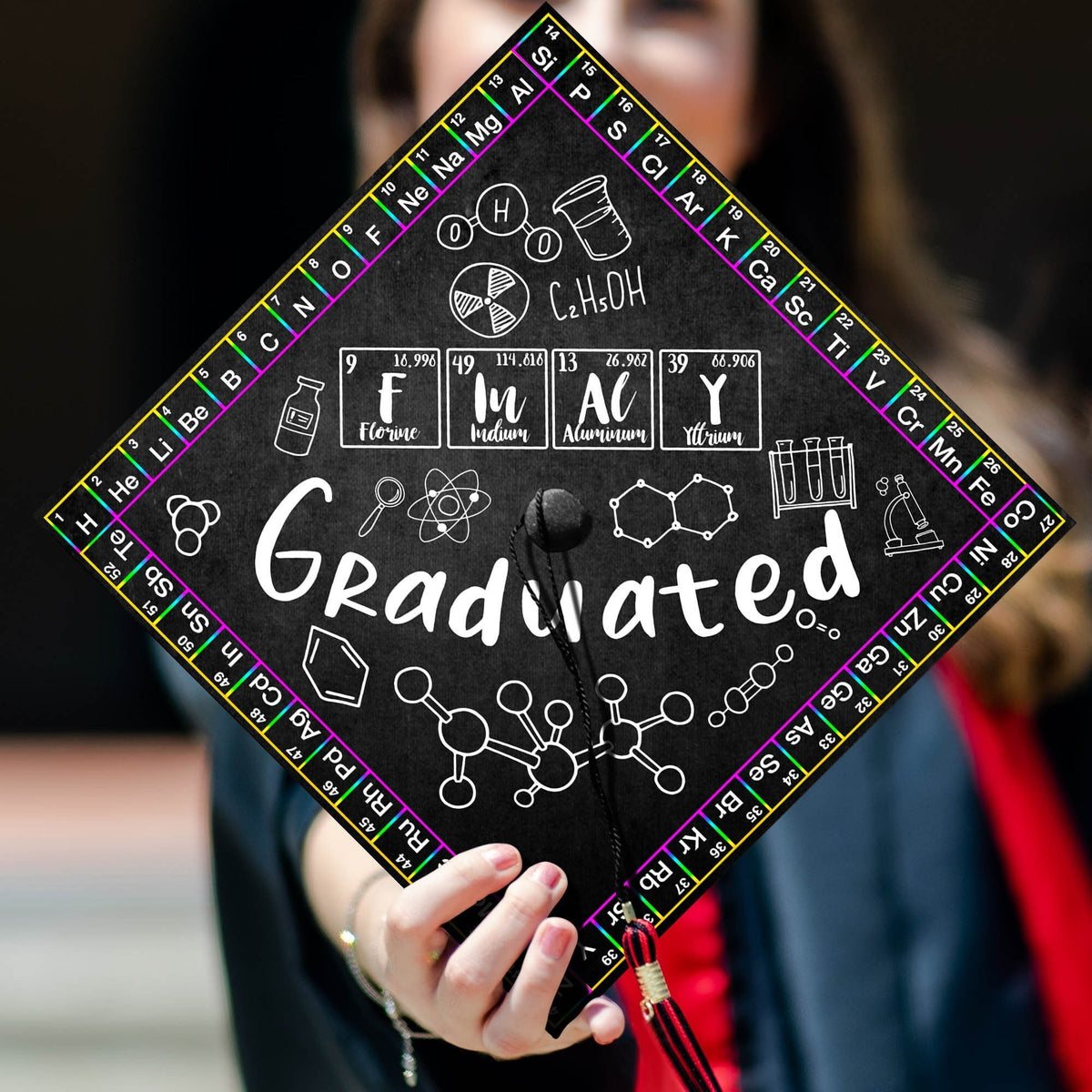 Personalized Chemistry Teacher Graduation Cap Topper, Custom Cap Decoration For Graduation, Class of 2024