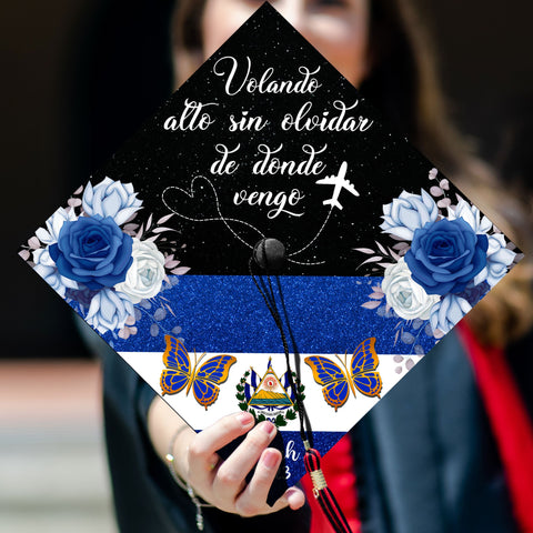 Custom El Salvador Graduation Cap Topper, Latina Grad Cap Topper, Spanish Graduation Decoration, Class Of 2024