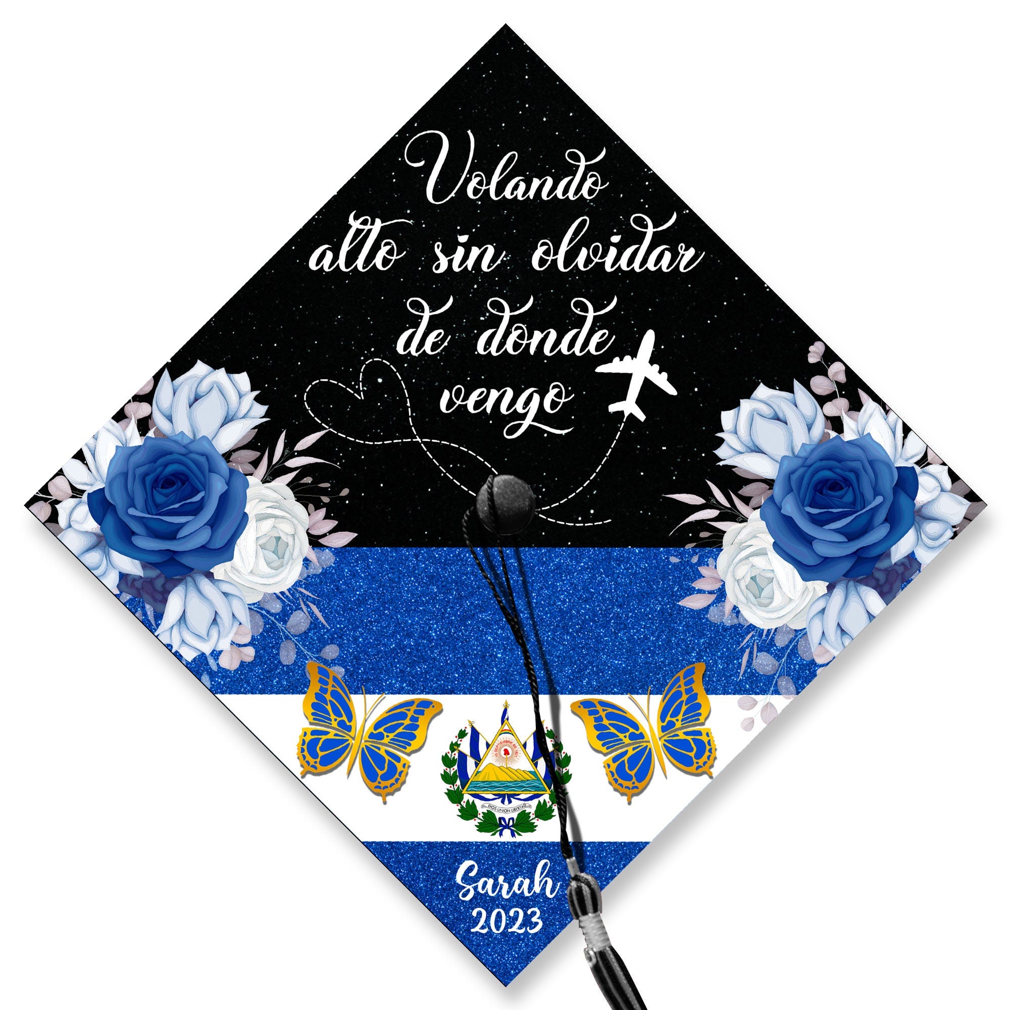 Custom El Salvador Graduation Cap Topper, Latina Grad Cap Topper, Spanish Graduation Decoration, Class Of 2024