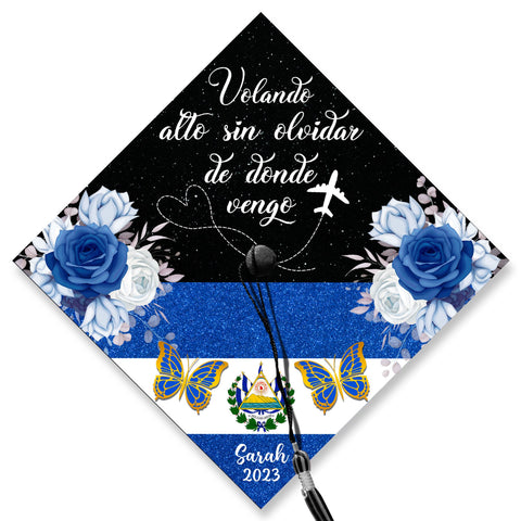 Custom El Salvador Graduation Cap Topper, Latina Grad Cap Topper, Spanish Graduation Decoration, Class Of 2024