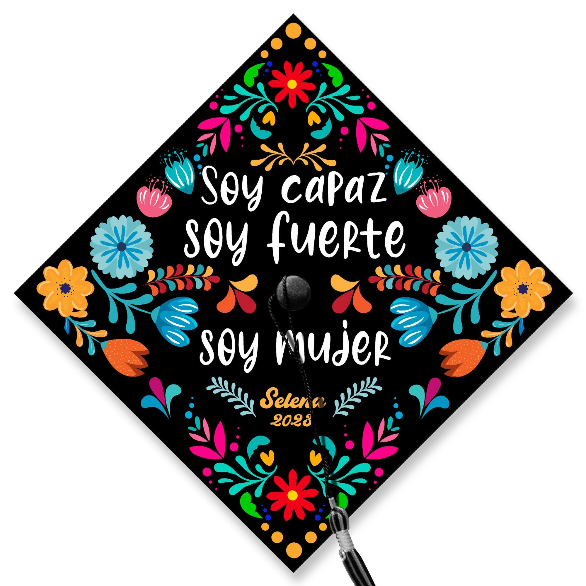 Soy Capaz Soy Fuerte Soy Mujer Printed Grad Cap Topper, Mexican Grad Cap Topper, Latin Graduation Decoration, Class of 2024