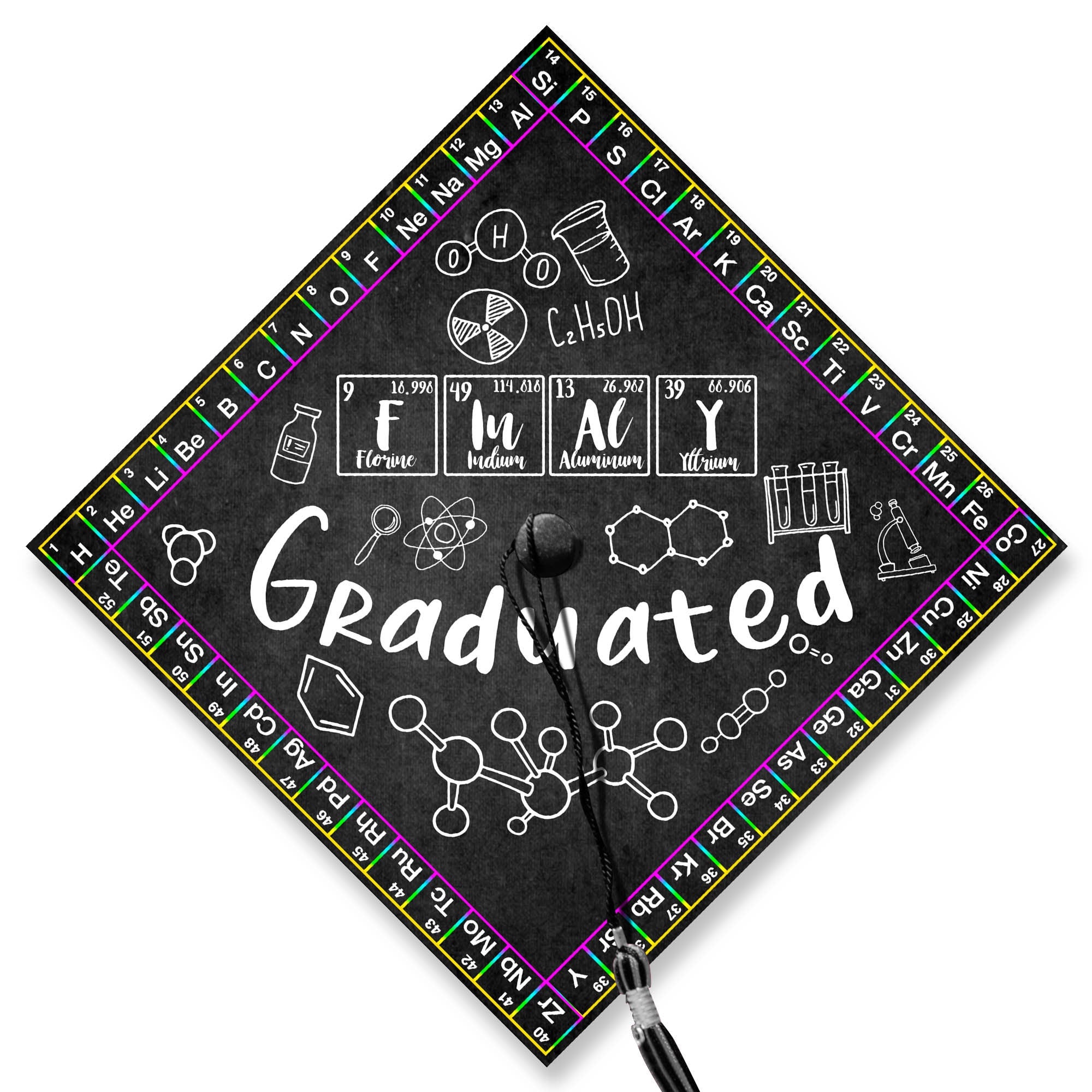 Personalized Chemistry Teacher Graduation Cap Topper, Custom Cap Decoration For Graduation, Class of 2024