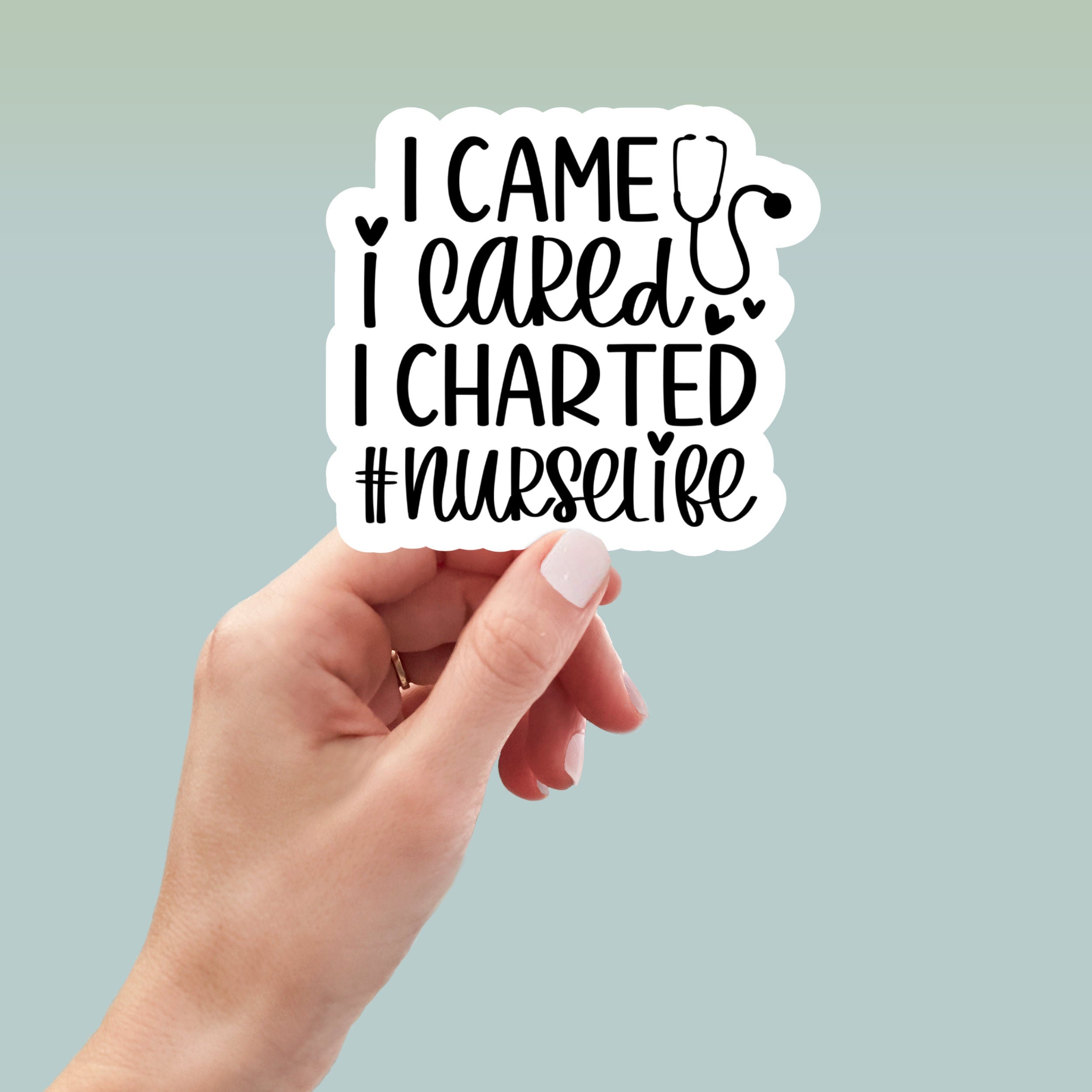 i came i cared i charted  sticker, nursing sticker, laptop stickers, funny sticker, best friend gift, funny gift, nurse graduation gift