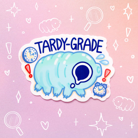 Tardy-Grade Sticker | Funny Tardigrade Creature Design | Cute Water Bear Science Humor Sticker for Laptop, Water Bottle