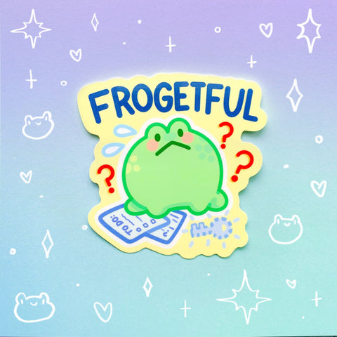 Frogetful Sticker | Forgetful Frog ADHD Design | Sticker for Laptop, Water Bottle