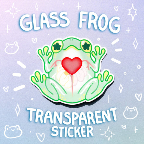 Glass Frog Sticker | Transparent Clear Cute Frog Design | Nature Biology Sticker for Laptop, Water Bottle