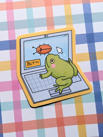 Online Shopping Frog Sticker OR Magnet | Die Cut | Waterproof Vinyl