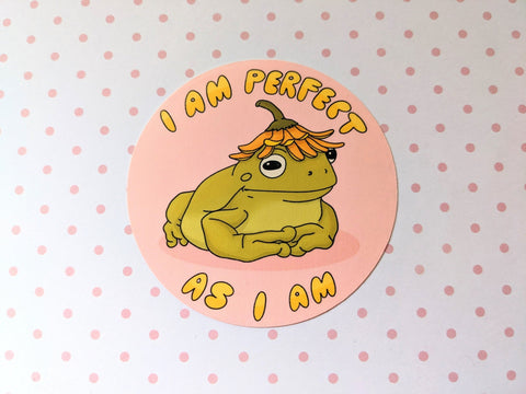 I Am Perfect As I Am Froggy Sticker OR Magnet | Die Cut | Waterproof Vinyl