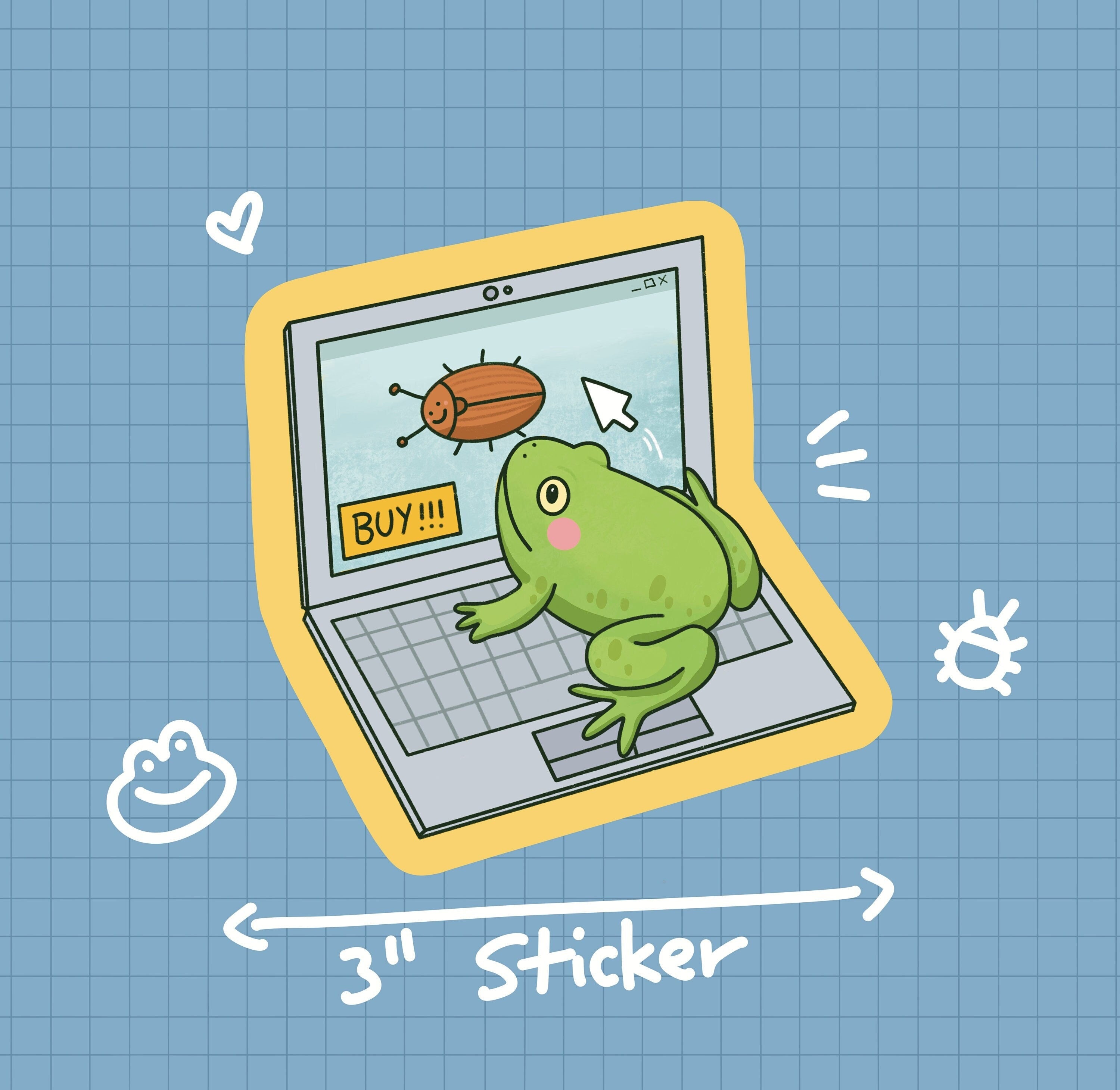 Online Shopping Frog Sticker OR Magnet | Die Cut | Waterproof Vinyl