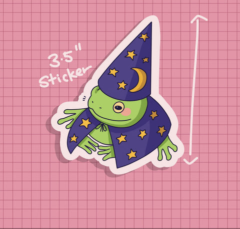 Wizard Froggy Sticker OR Magnet | Die Cut | Waterproof Vinyl