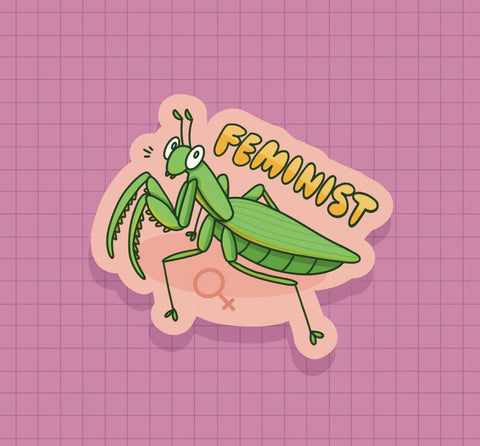 Feminist Praying Mantis Sticker OR Magnet | Die Cut | Waterproof Vinyl