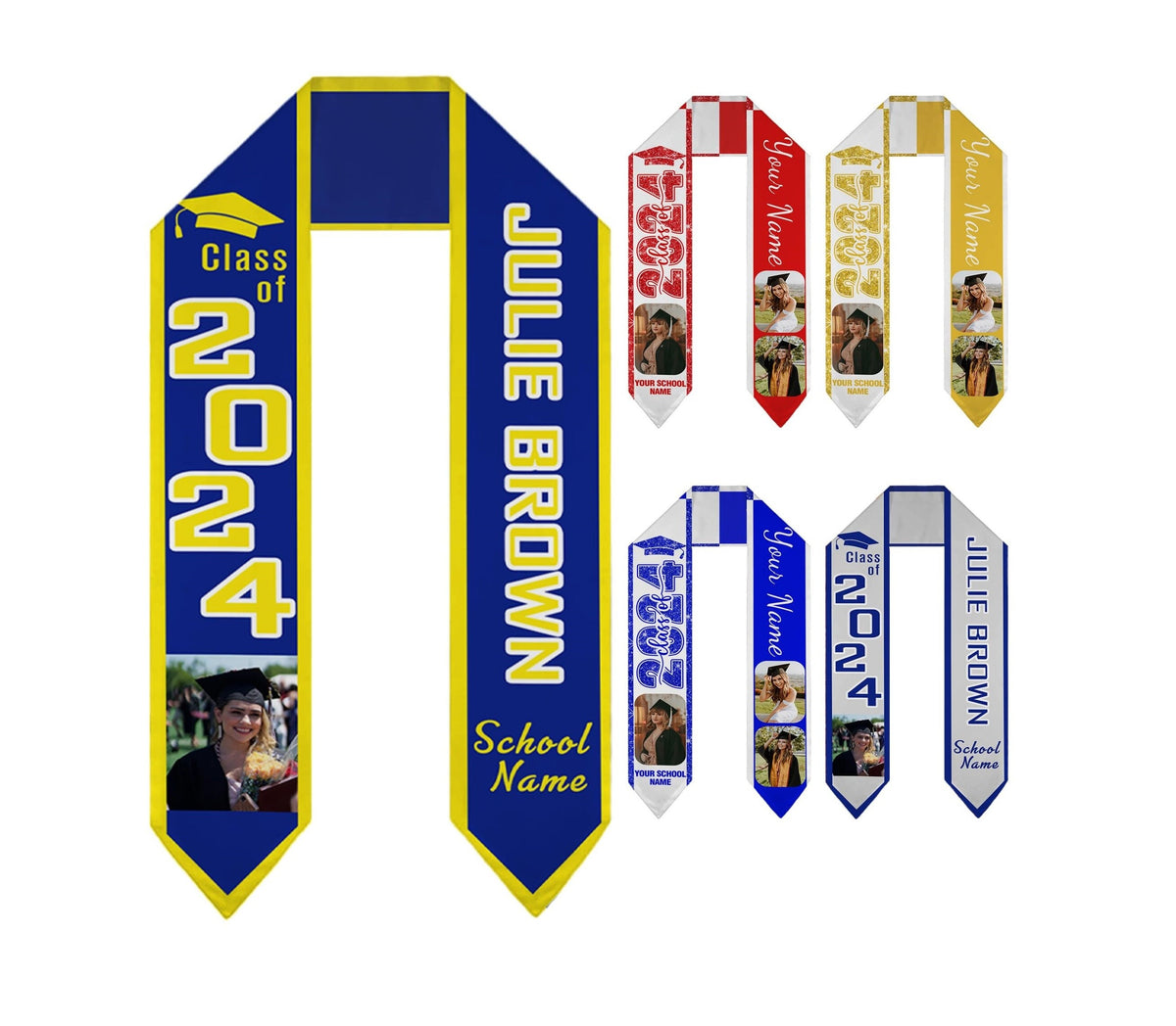 Personalized Congrats 2025 Graduation Stole, Graduation Stole Custom School Name, Your Name, Graduation Sash Gift, Class of 2025 Grad Sash