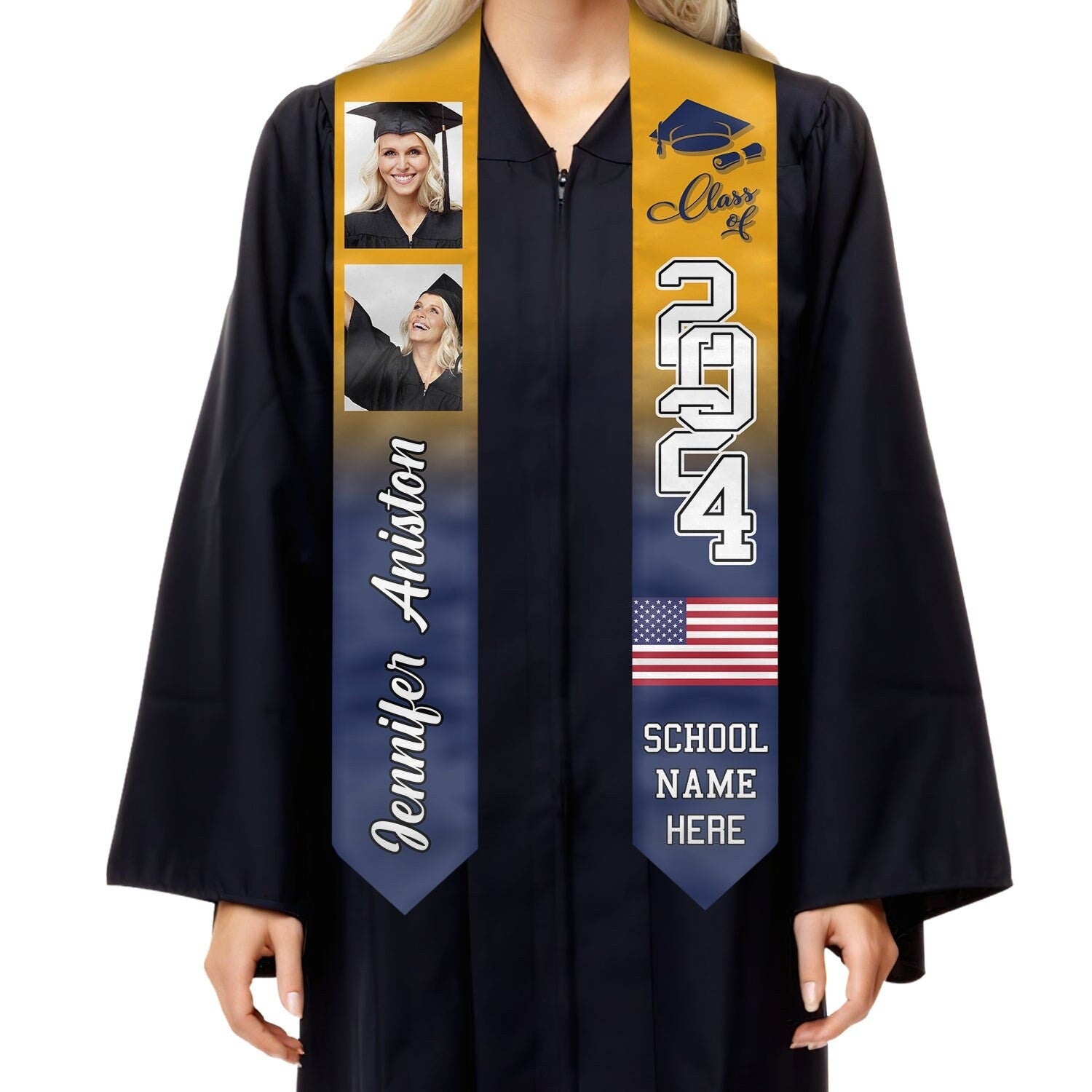 Personalized Congrats 2025 Graduation Stole, Graduation Stole Custom School Name, Your Name, Graduation Sash Gift, Class of 2025 Grad Sash