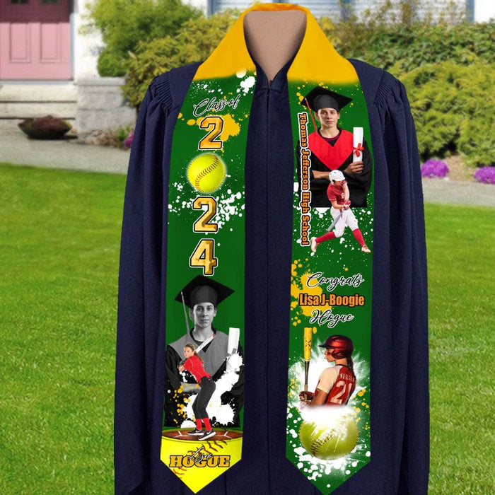 Personalized Congrats 2025 Graduation Stole, Portrait Photo Class Of 2025 With Sporty Style Graduation Gift Stoles, Graduation Sash Gift.