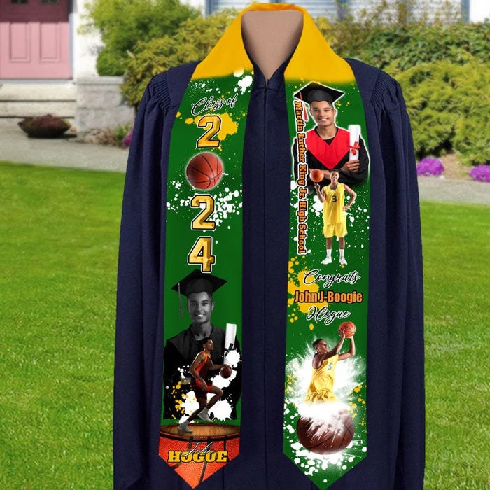 Personalized Congrats 2025 Graduation Stole, Portrait Photo Class Of 2025 With Sporty Style Graduation Gift Stoles, Graduation Sash Gift.