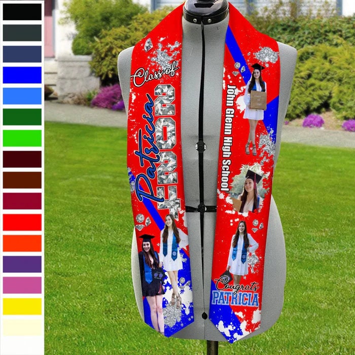 Personalized Congrats 2025 Graduation Stole, Graduation Stole Custom School Name, Your Name, Graduation Sash Gift, Class of 2025 Grad Sash