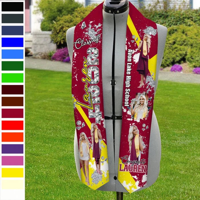 Personalized Congrats 2025 Graduation Stole, Graduation Stole Custom School Name, Your Name, Graduation Sash Gift, Class of 2025 Grad Sash