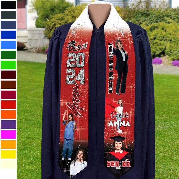 Personalized Congrats 2025 Graduation Stole, Graduation Stole Custom School Name, Your Name, Graduation Sash Gift, Class of 2025 Grad Sash