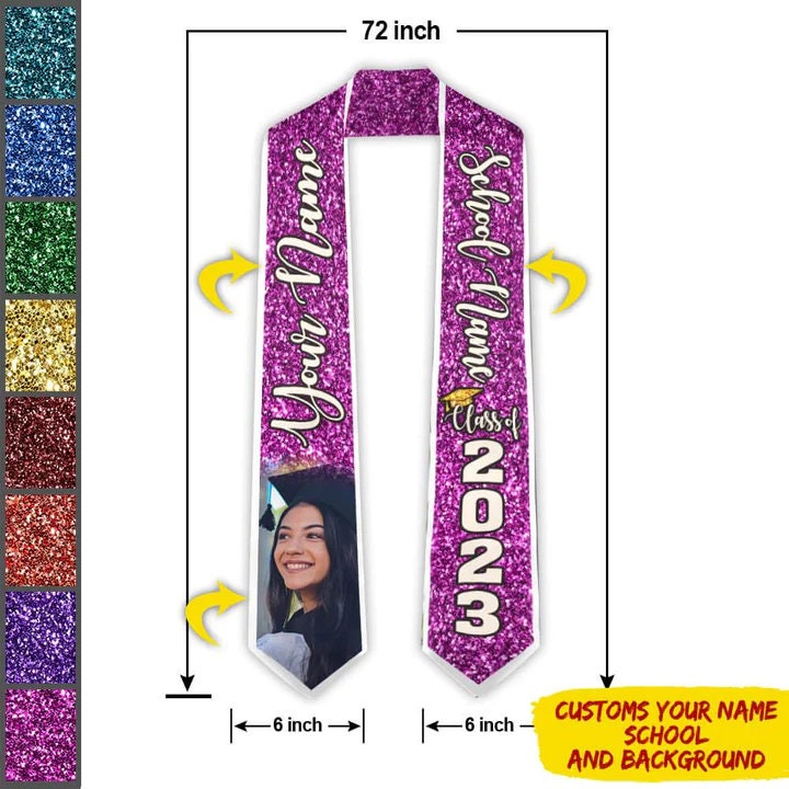 Personalized Congrats 2025 Graduation Stole, Graduation Stole Custom School Name, Your Name, Graduation Sash Gift, Class of 2025 Grad Sash