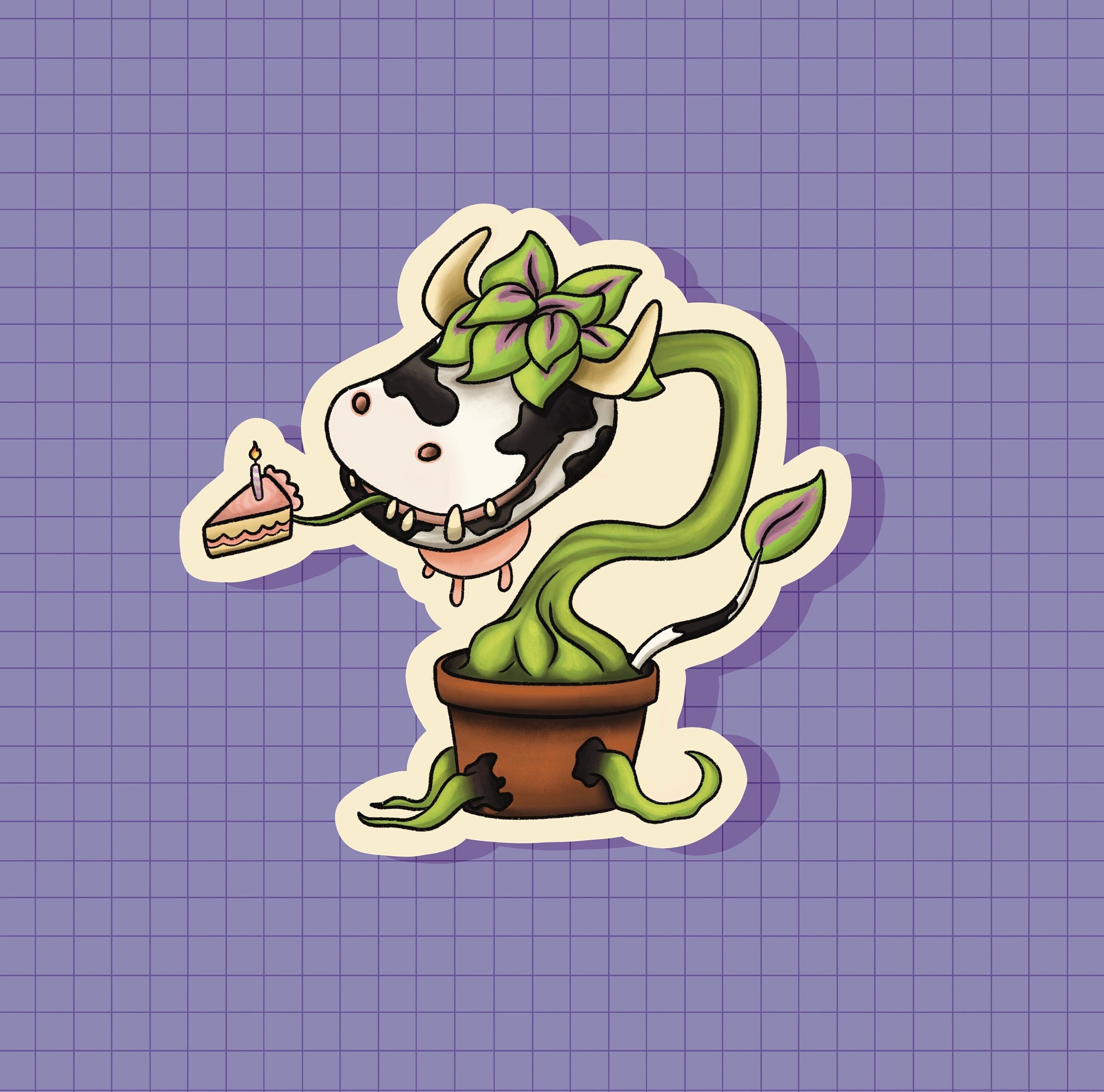 Cowplant Fan Art Sticker OR Magnet | Die Cut | Waterproof Vinyl