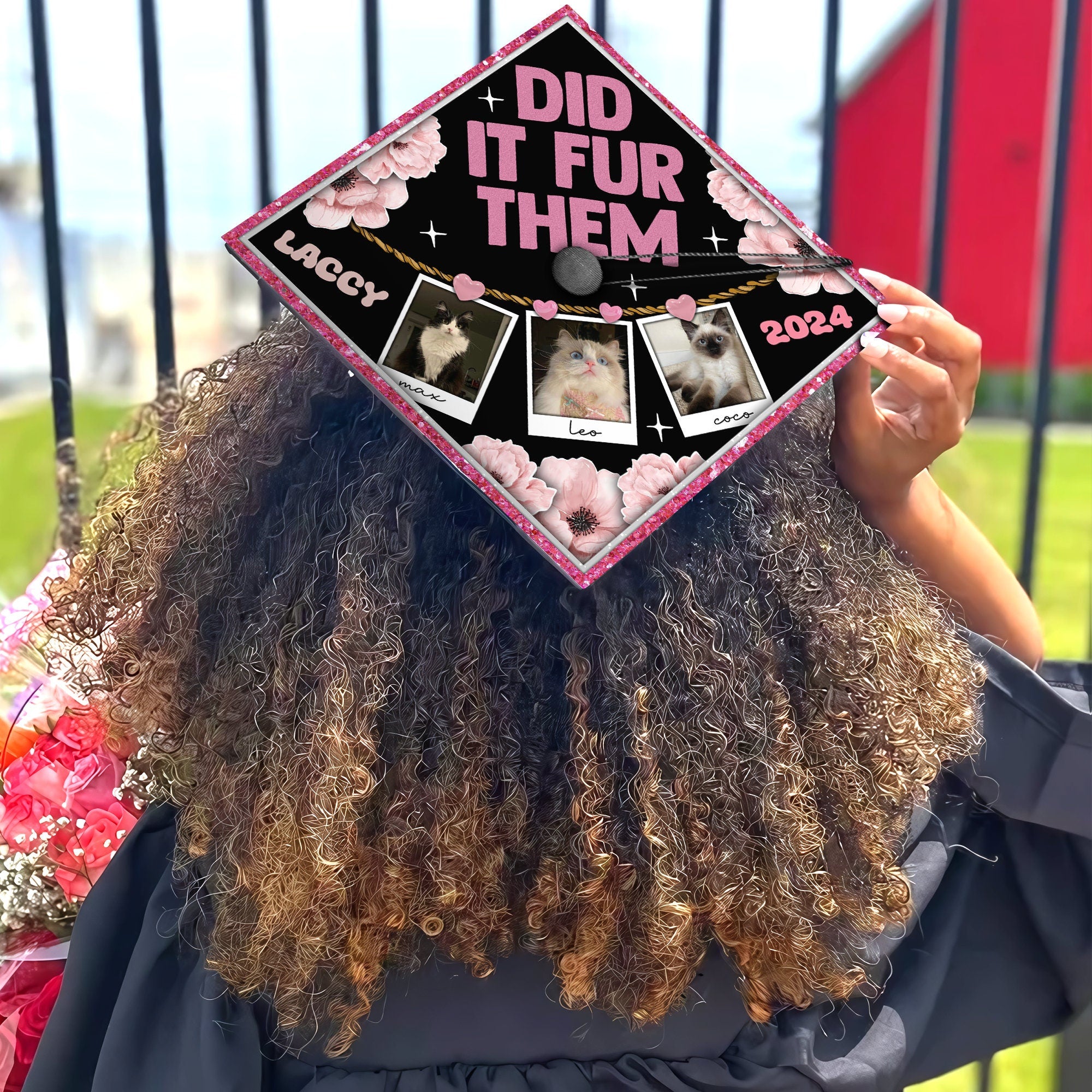 Pet Lover Custom Graduation Cap Topper, Did It Fur Them Printed Grad Cap Topper, Custom Cat Mom Cap Decoration, Cute Graduation Gift