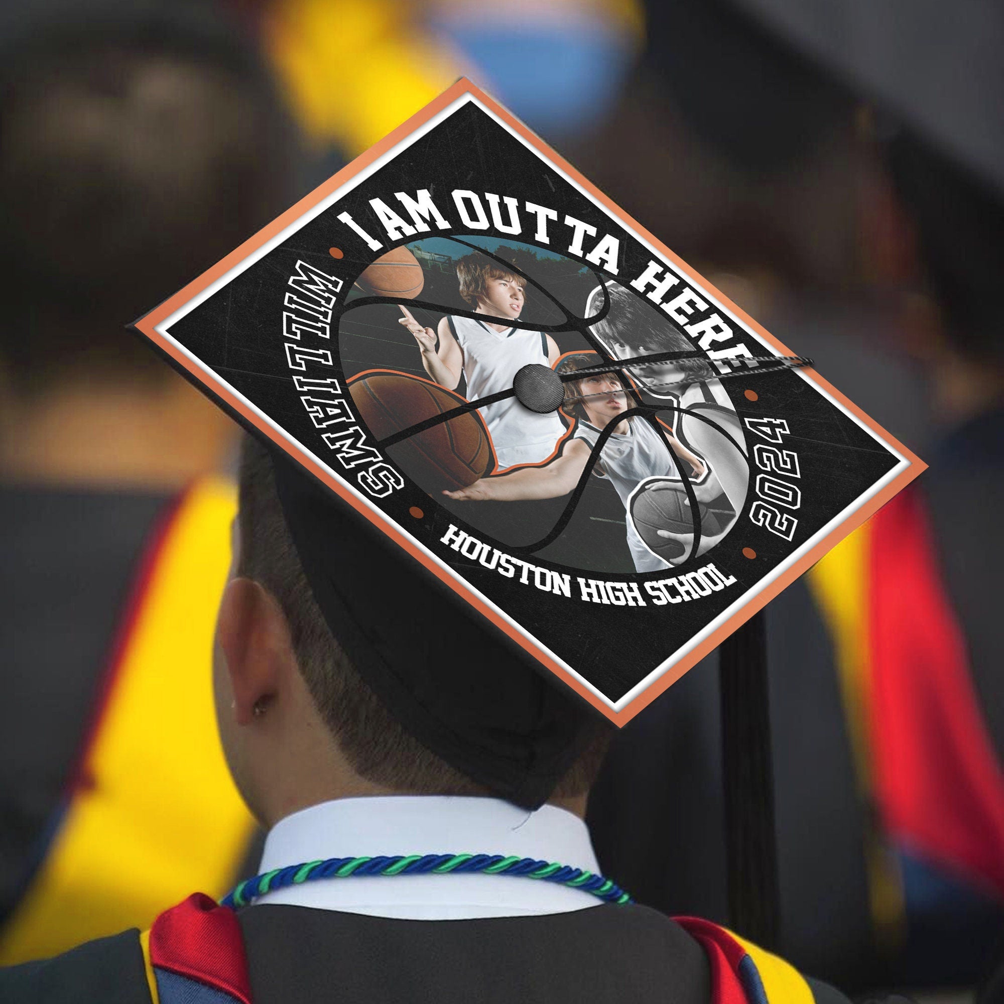 Custom Basketball Senior Graduation Cap Topper, High School Grad Cap Topper, Custom Photo Cap Decoration 2024, Basketball Lover Gift