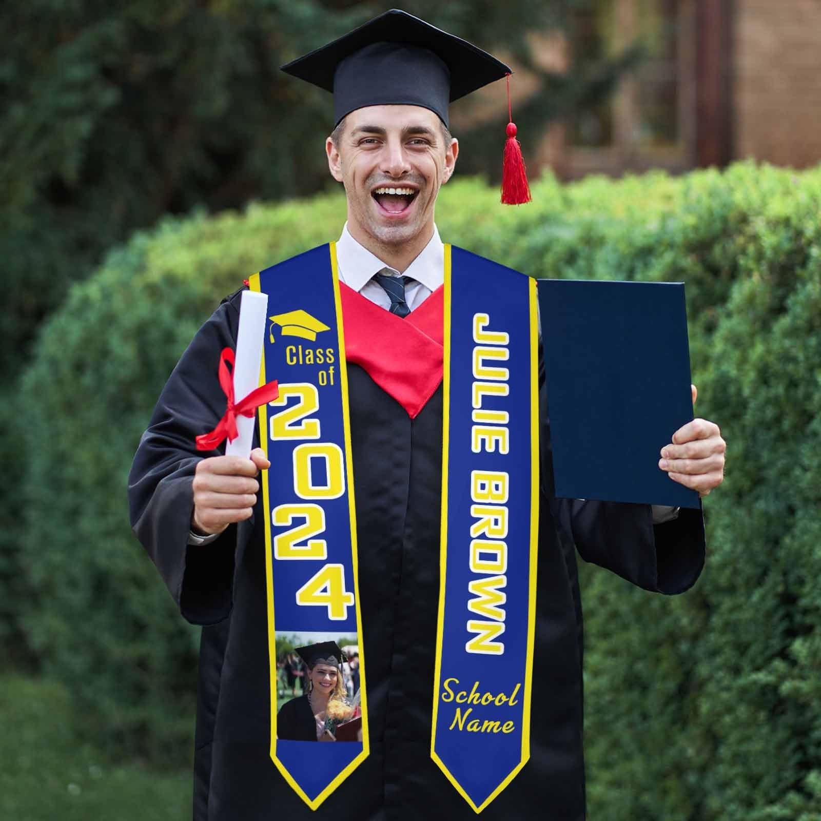 Personalized Congrats 2025 Graduation Stole, Graduation Stole Custom School Name, Your Name, Graduation Sash Gift, Class of 2025 Grad Sash