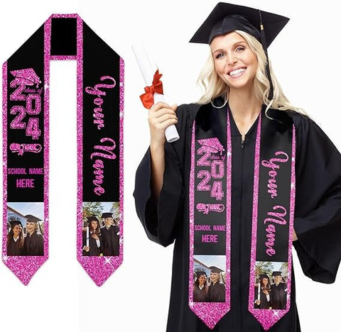 Personalized Congrats 2025 Graduation Stole, Graduation Stole Custom School Name, Your Name, Graduation Sash Gift, Class of 2025 Grad Sash