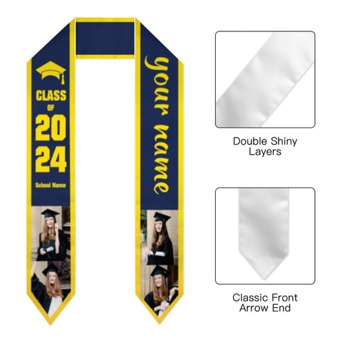 Personalized Congrats 2025 Graduation Stole, Graduation Stole Custom School Name, Your Name, Graduation Sash Gift, Class of 2025 Grad Sash