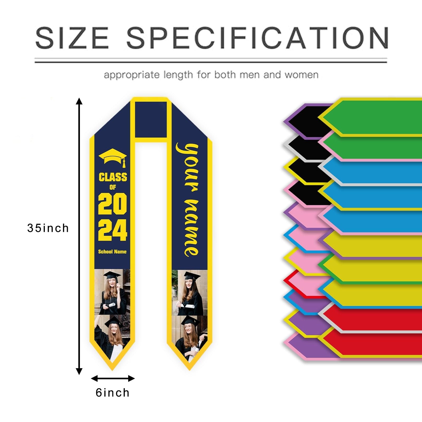 Personalized Congrats 2025 Graduation Stole, Graduation Stole Custom School Name, Your Name, Graduation Sash Gift, Class of 2025 Grad Sash