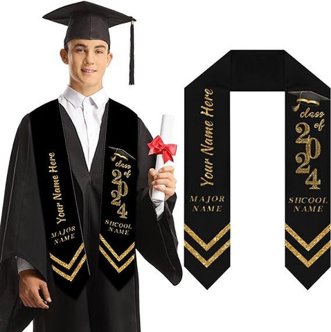 Personalized Congrats 2025 Graduation Stole, Graduation Stole Custom School Name, Your Name, Graduation Sash Gift, Class of 2025 Grad Sash