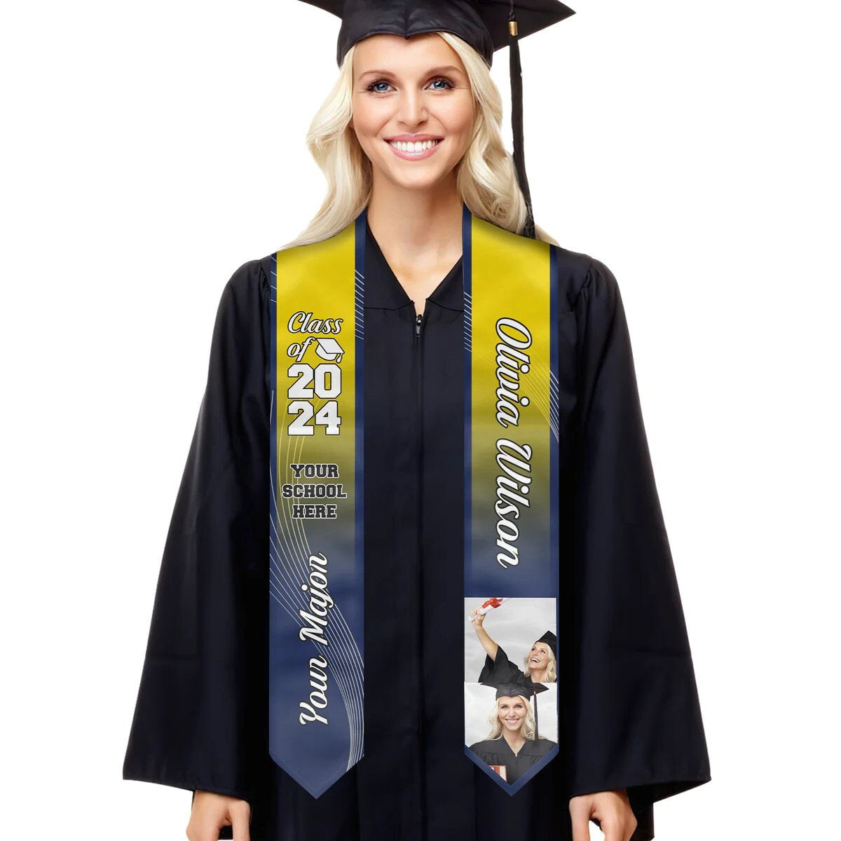 Personalized Congrats 2025 Graduation Stole, Graduation Stole Custom School Name, Your Name, Graduation Sash Gift, Class of 2025 Grad Sash