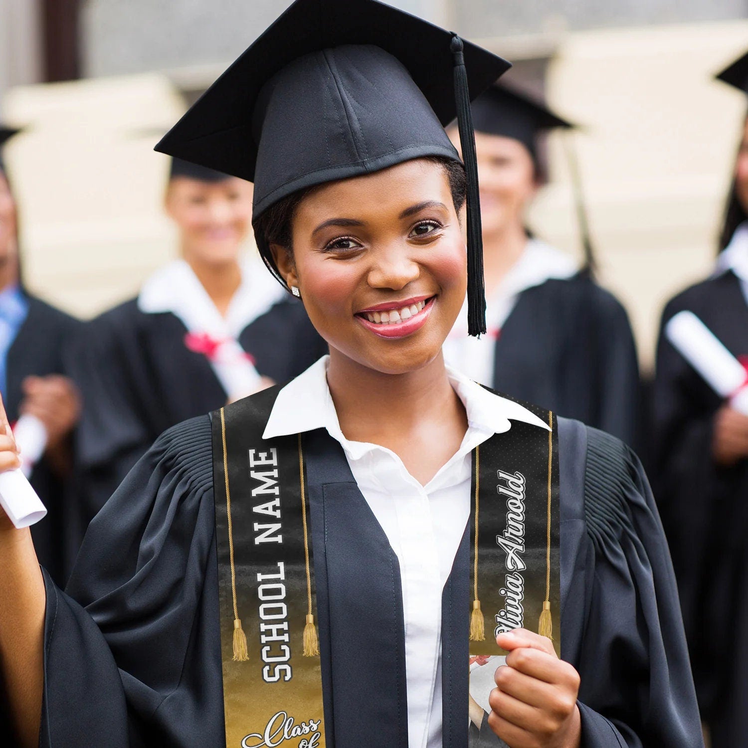 Personalized Congrats 2025 Graduation Stole, Graduation Stole Custom School Name, Your Name, Graduation Sash Gift, Class of 2025 Grad Sash