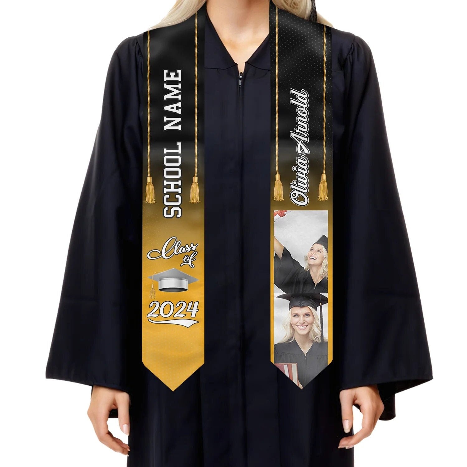 Personalized Congrats 2025 Graduation Stole, Graduation Stole Custom School Name, Your Name, Graduation Sash Gift, Class of 2025 Grad Sash