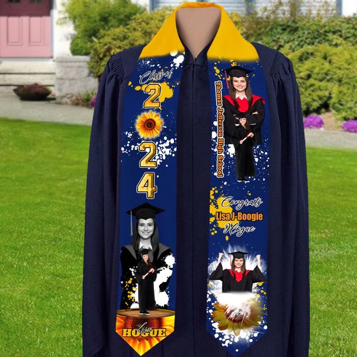 Personalized Congrats 2025 Graduation Stole, Portrait Photo Class Of 2025 With Sporty Style Graduation Gift Stoles, Graduation Sash Gift.