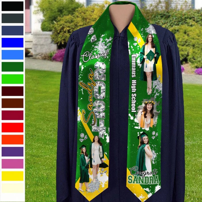 Personalized Congrats 2025 Graduation Stole, Graduation Stole Custom School Name, Your Name, Graduation Sash Gift, Class of 2025 Grad Sash