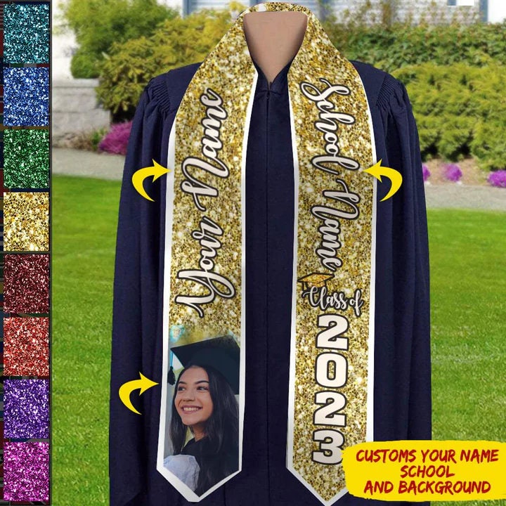 Personalized Congrats 2025 Graduation Stole, Graduation Stole Custom School Name, Your Name, Graduation Sash Gift, Class of 2025 Grad Sash